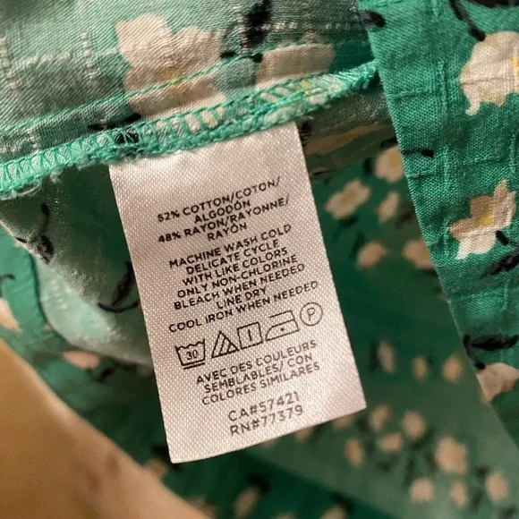 Ann Taylor Floral Chain Square Neck Ruffle Sleeve Top Size Mp - Picture 6 of 9